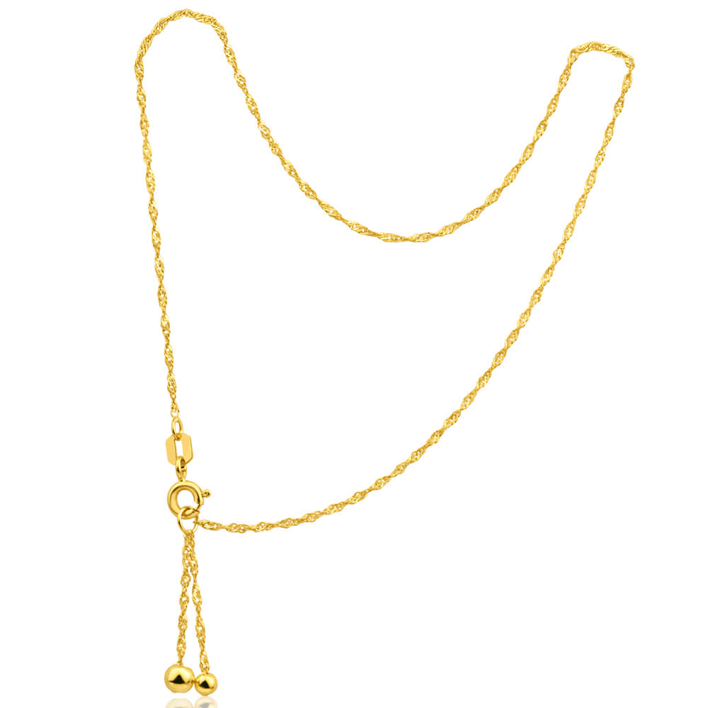 Anklet - 9ct Yellow Gold Silver Filled Singapore Anklet - Shiels