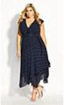 Citi Chic Sierra Spot Maxi Dress - navy