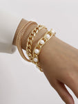 Bracelet - 3Pcs Faux Pearl Chain Bracelet Set
