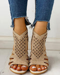 Sandals - Boutiquefeel - Studded Hollow Out Flat Sandals