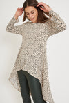 St Frock - Lucine High Low Tunic Top in Beige Animal Print