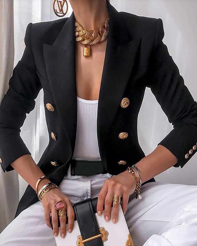 Boutiquefeel - Button Decor Long Sleeve Blazer Coat